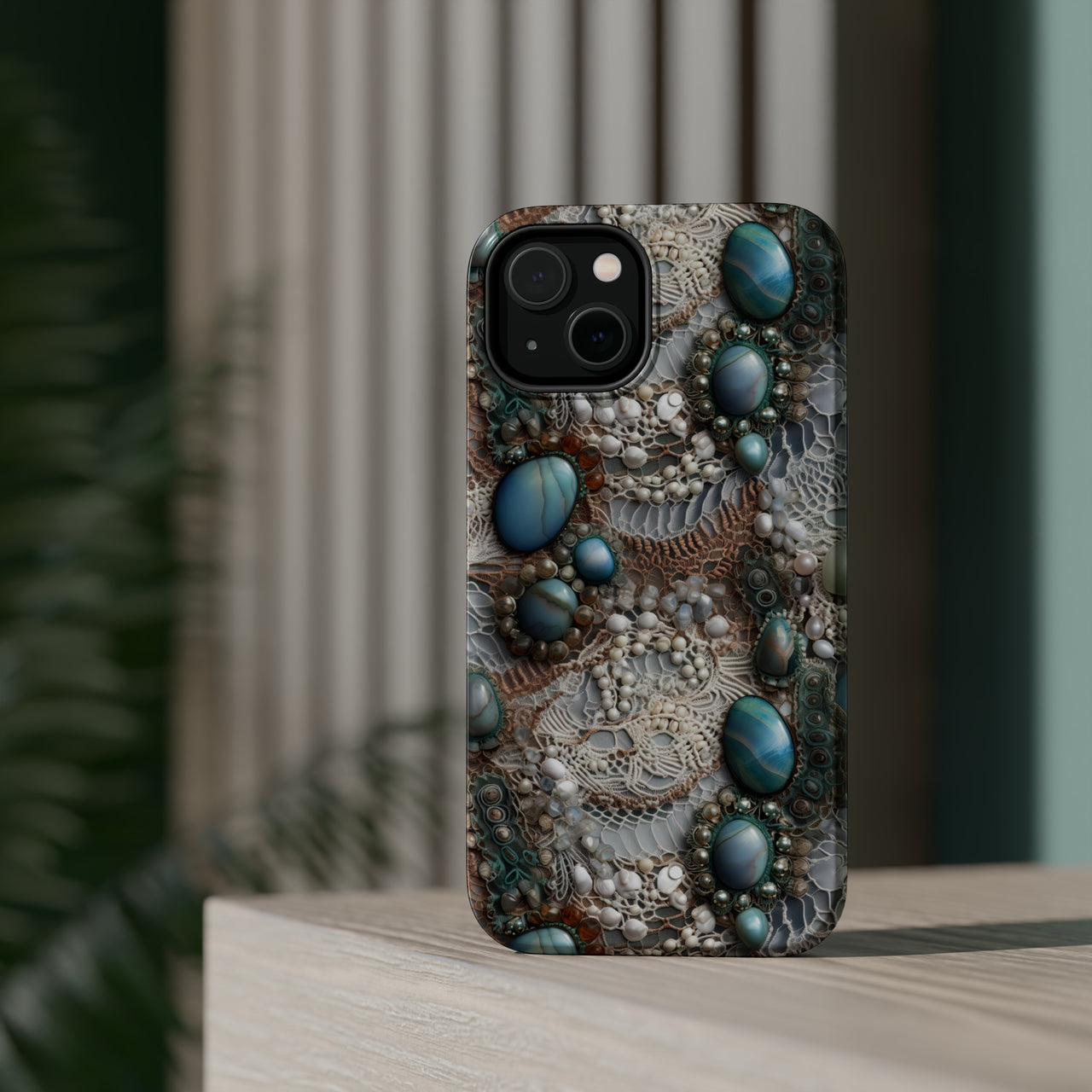 Boho Agate and Lace MagSafe Tough Cases for iPhone 14, iPhone 14 Pro, iPhone 14 Plus, and iPhone 14 Pro Max