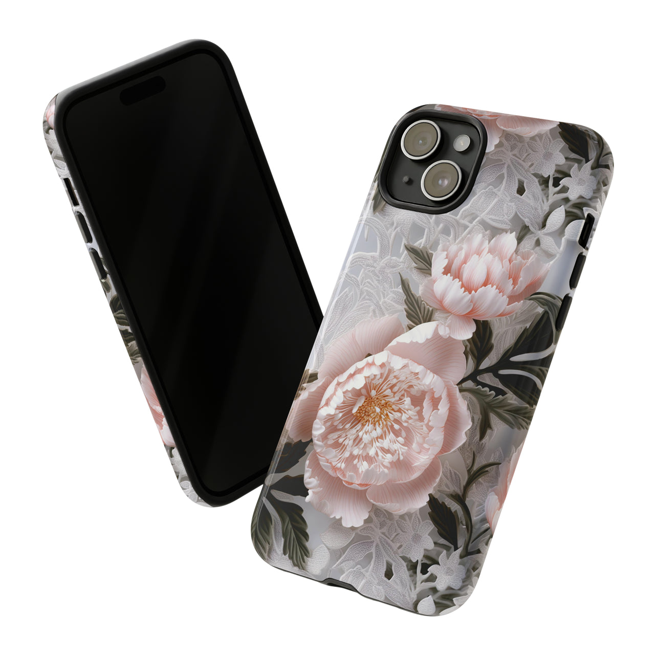 Pink Peony Tough Case for iPhone 15, iPhone 15 Pro, iPhone 15 Plus, and iPhone 15 Pro Max