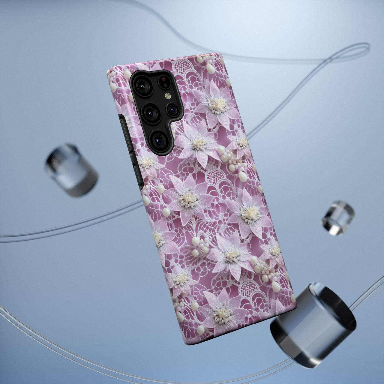 Coquette Clematis Impact-Resistant Cases for Samsung Galaxy S22, Samsung Galaxy S22 Plus, and Samsung Galaxy S22 Ultra. Supports Wireless Charging.