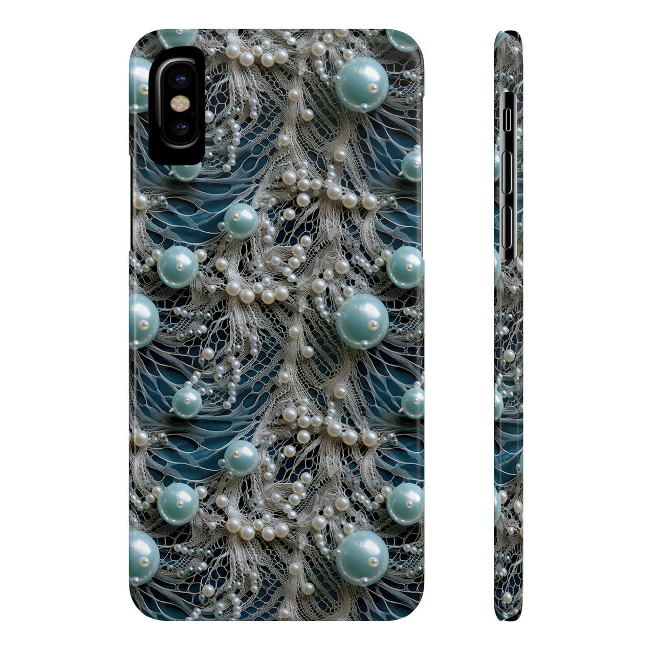 Sea Foam Lace and Pearls - Slim Phone Cases for iPhone X, iPhone XR, iPhone XS, and iPhone XS MAX