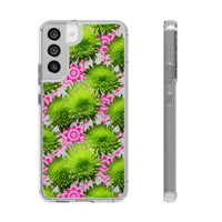 Thumbnail for *Clear Case* Green Mums and Lace - Samsung Galaxy S22, Samsung Galaxy S22 Plus, Samsung Galaxy S22 Ultra - Supports Wireless Charging