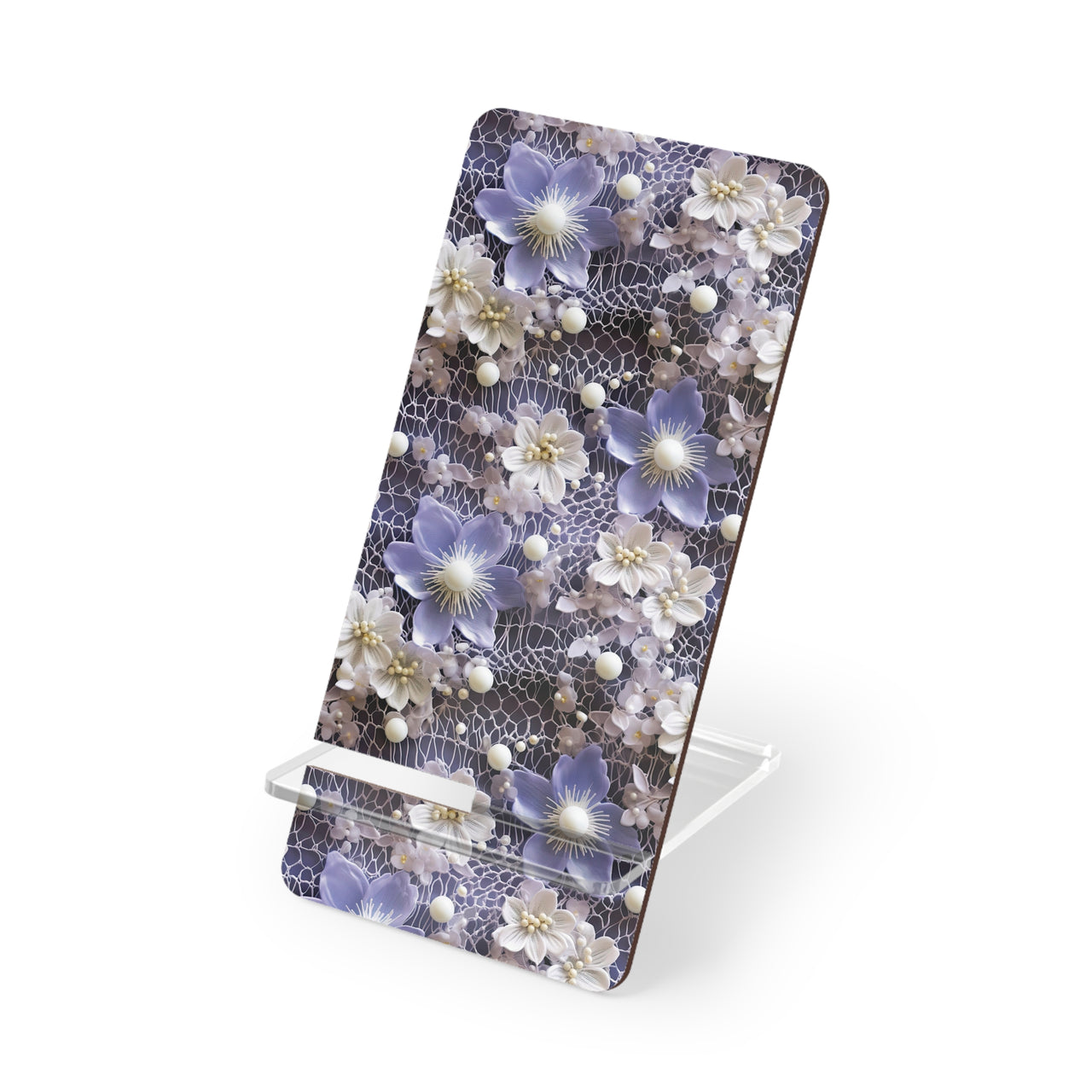 Purple Clematis and Lace Mobile Display Stand for Smartphones