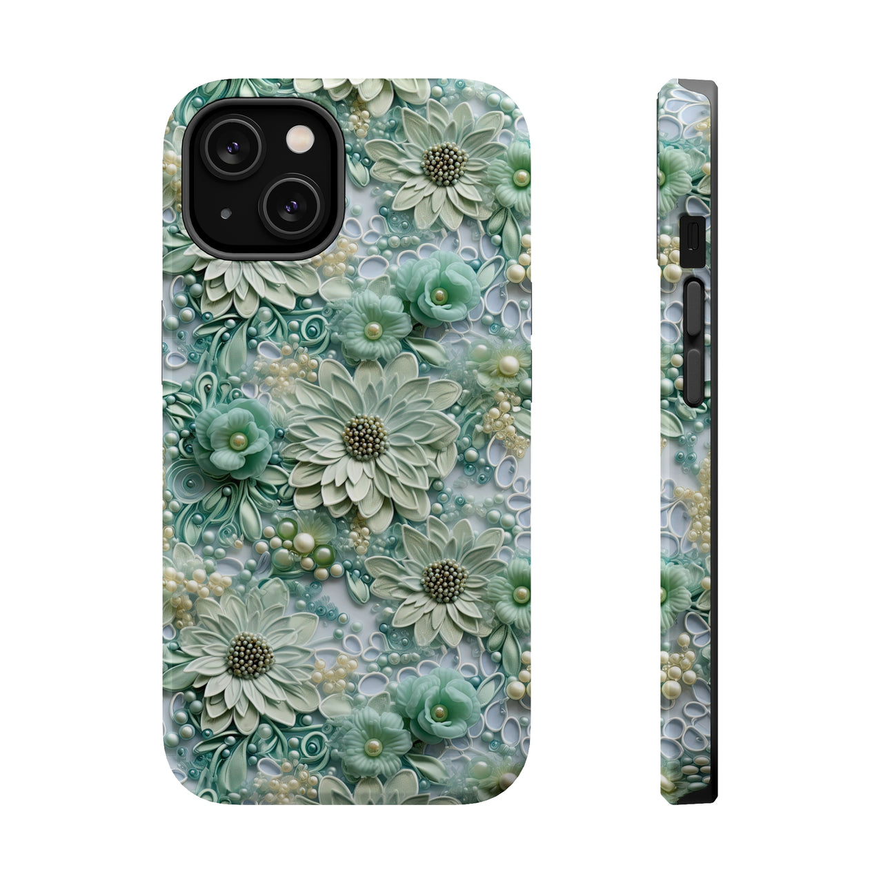 Teal Petals - MagSafe Tough Cases for iPhone 14, iPhone 14 Pro, iPhone 14 Plus, and iPhone 14 Pro Max