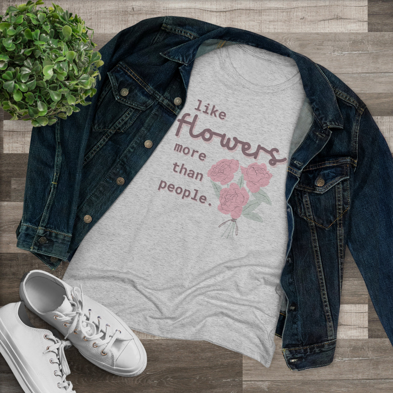 "I like flowers more than people." Women's Triblend Tee