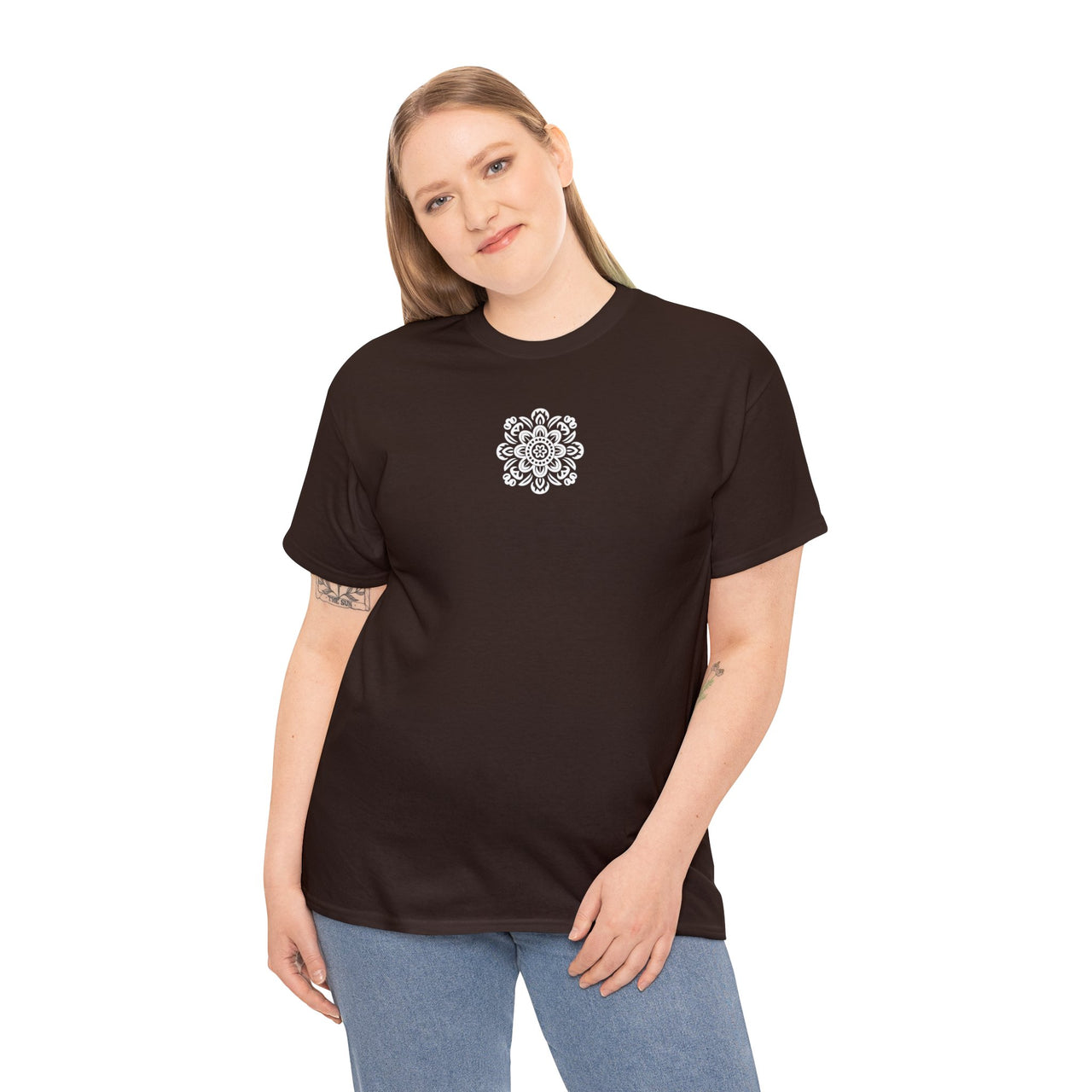 Front and Back Flower Design - Unisex Heavy Cotton Tee