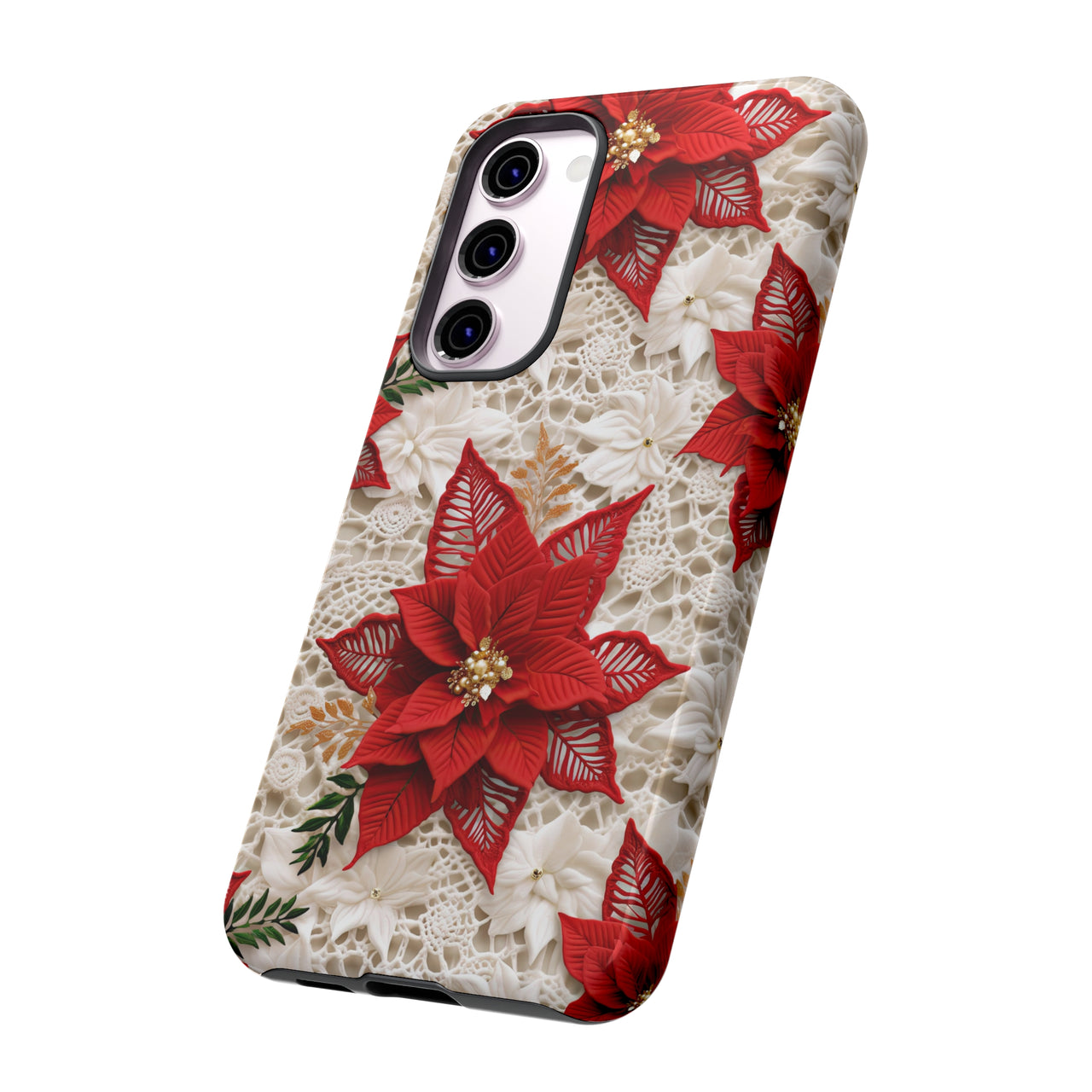 Christmas Poinsettia Tough Cases for Samsung Galaxy S23, Samsung Galaxy S23 Plus, and Samsung Galaxy S23 Ultra