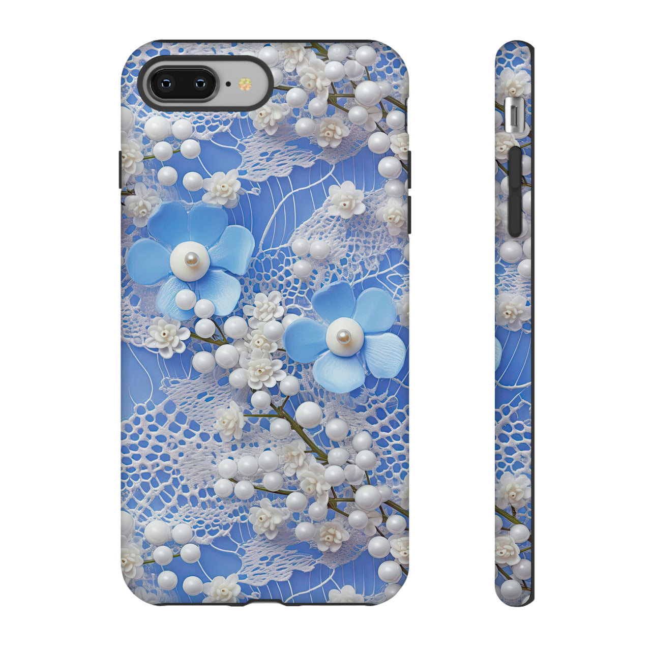 Pearls and Lace on Baby Blue - Tough Case for iPhone 8 and iPhone 8 Plus