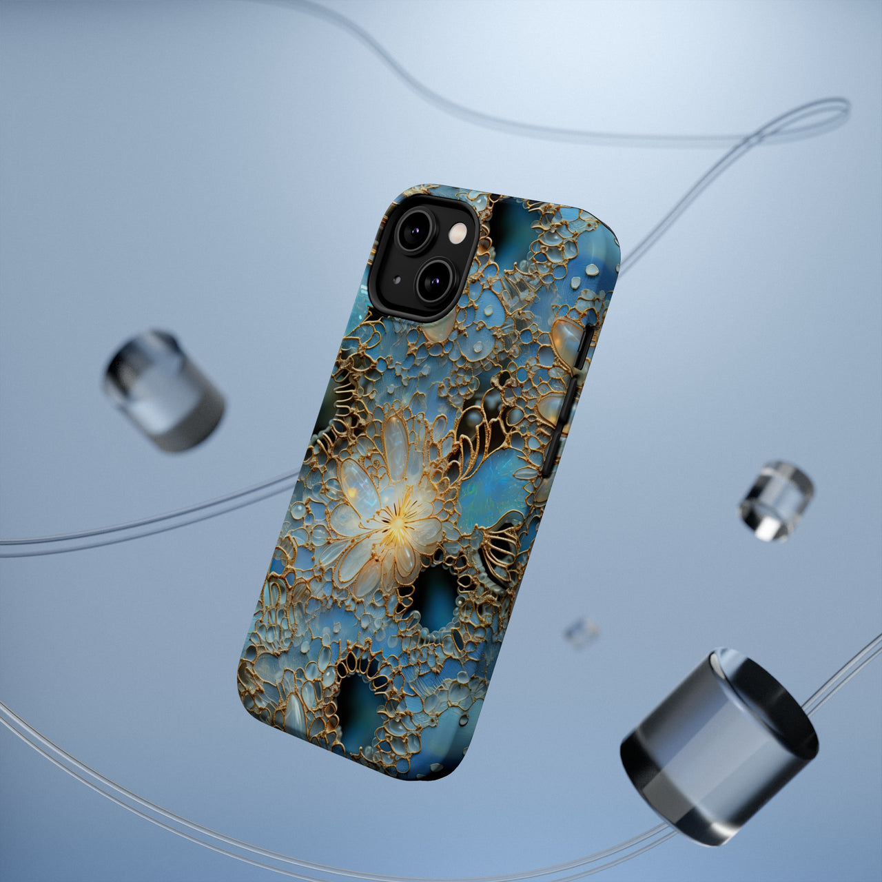 Gemstones and Gold Lace MagSafe Tough Cases for iPhone 14, iPhone 14 Pro, iPhone 14 Plus, and iPhone 14 Pro Max