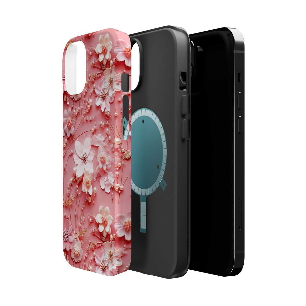 Floral Champagne Toast MagSafe Tough Cases for iPhone 14, iPhone 14 Pro, iPhone 14 Plus, and iPhone 14 Pro Max