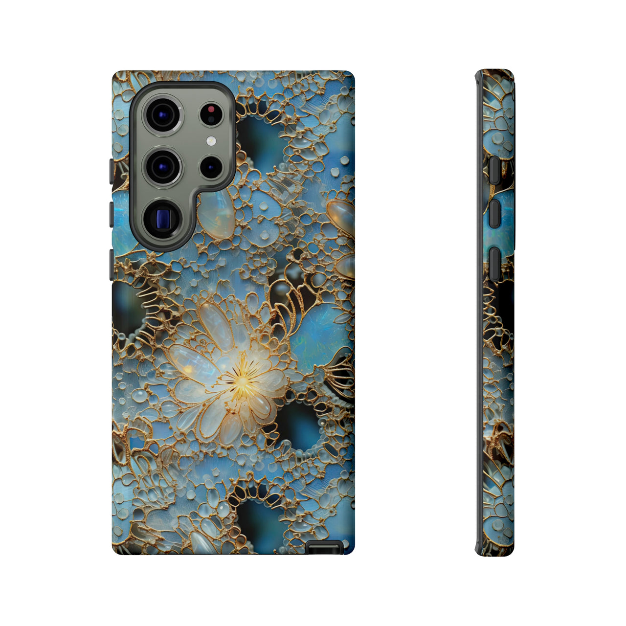 Gemstones and Gold Lace Tough Cases for Samsung Galaxy S23, Samsung Galaxy S23 Plus, and Samsung Galaxy S23 Ultra