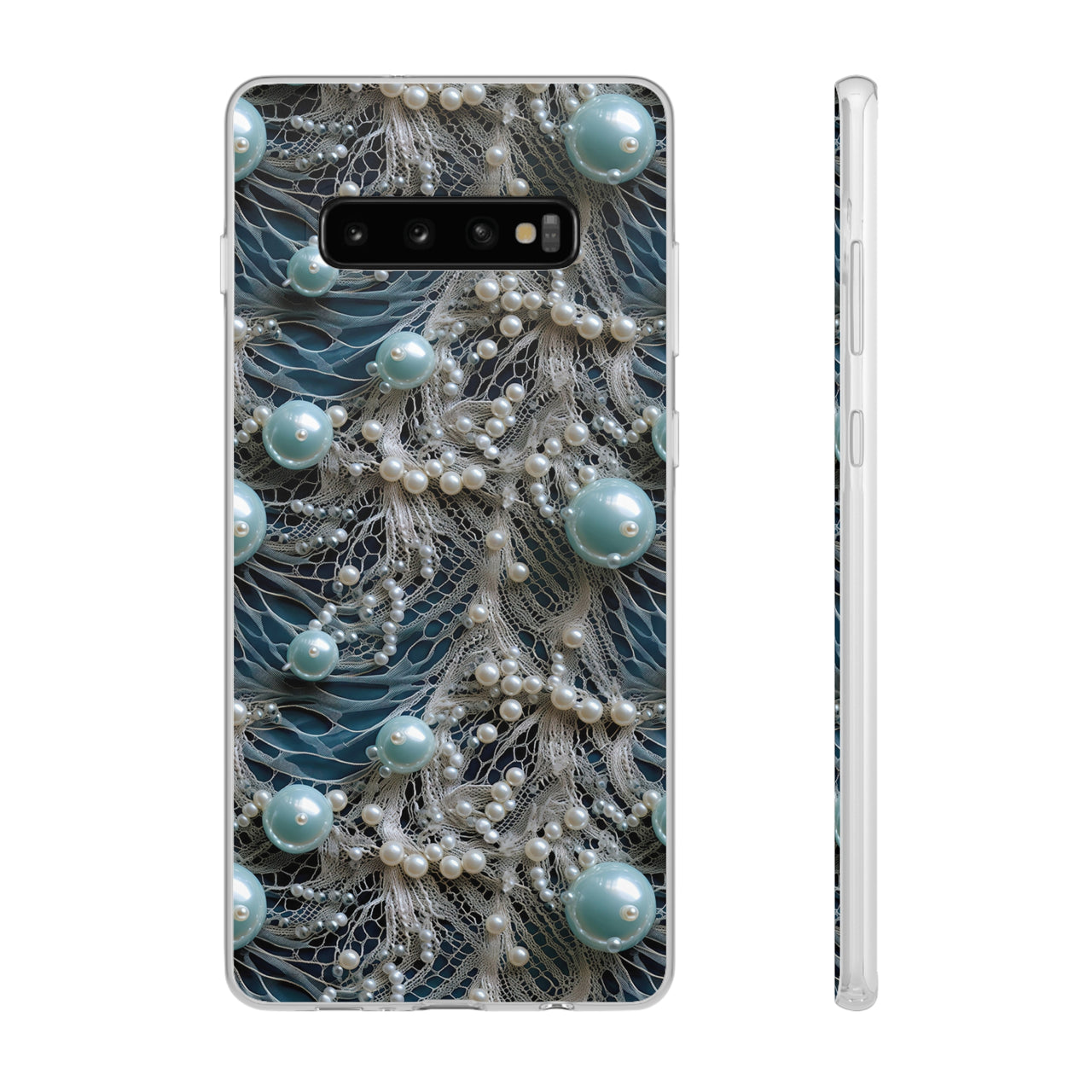 Sea Foam Lace and Pearls - Flexi Cases for Samsung Galaxy S10, Samsung Galaxy S10E, & Samsung Galaxy S10 Plus