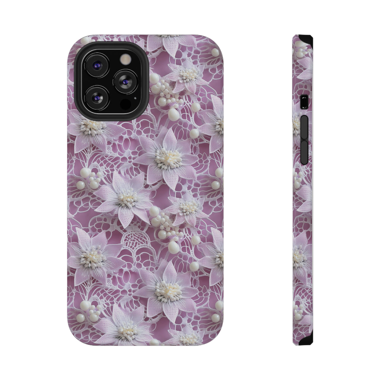 Coquette Clematis Impact-Resistant Case for iPhone 12, iPhone 12 Mini, iPhone 12 Pro, and iPhone 12 Pro Max. Supports Wireless Charging.