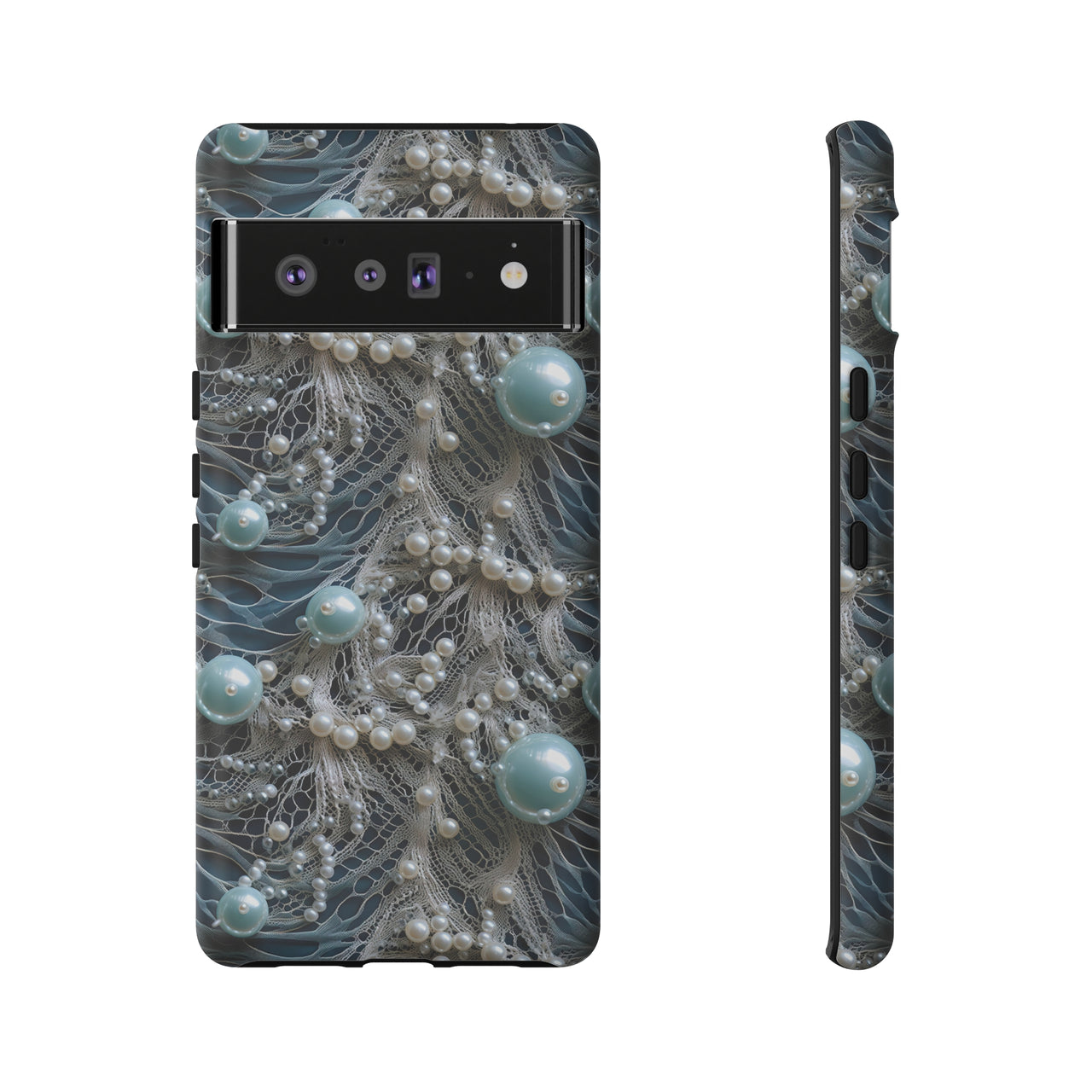 Sea Foam Lace and Pearls Tough Cases for Google Pixel 6 and Google Pixel 6 Pro