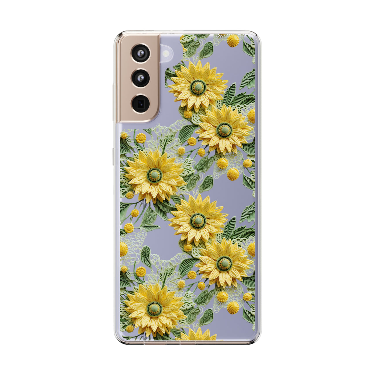 *Clear Case* Whimsical Sunflowers - Samsung Galaxy S21, Samsung Galaxy S21 Plus, Samsung Galaxy S21 Ultra - Supports Wireless Charging