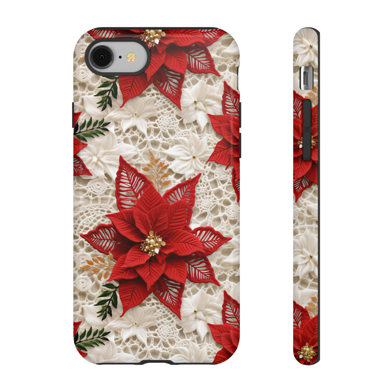 Christmas Poinsettia Tough Cases for iPhone 8 and iPhone 8 Plus