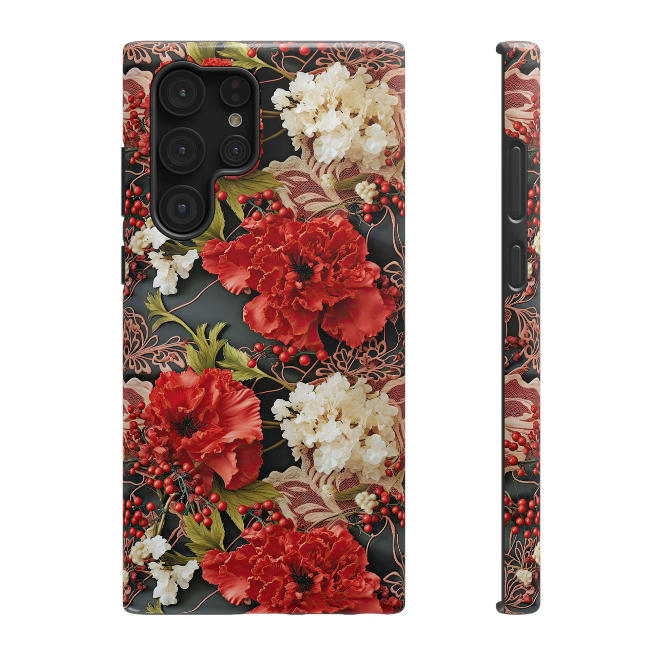 Carnation for January Birthday - Impact-Resistant Case for Samsung Galaxy S22, Samsung Galaxy S22 Plus, and Samsung Galaxy S22 Ultra. Supports Wireless Charging.