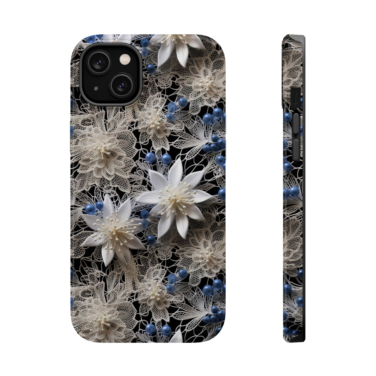 Vintage Lace and Clematis MagSafe Tough Cases for iPhone 14, iPhone 14 Pro, iPhone 14 Plus, and iPhone 14 Pro Max