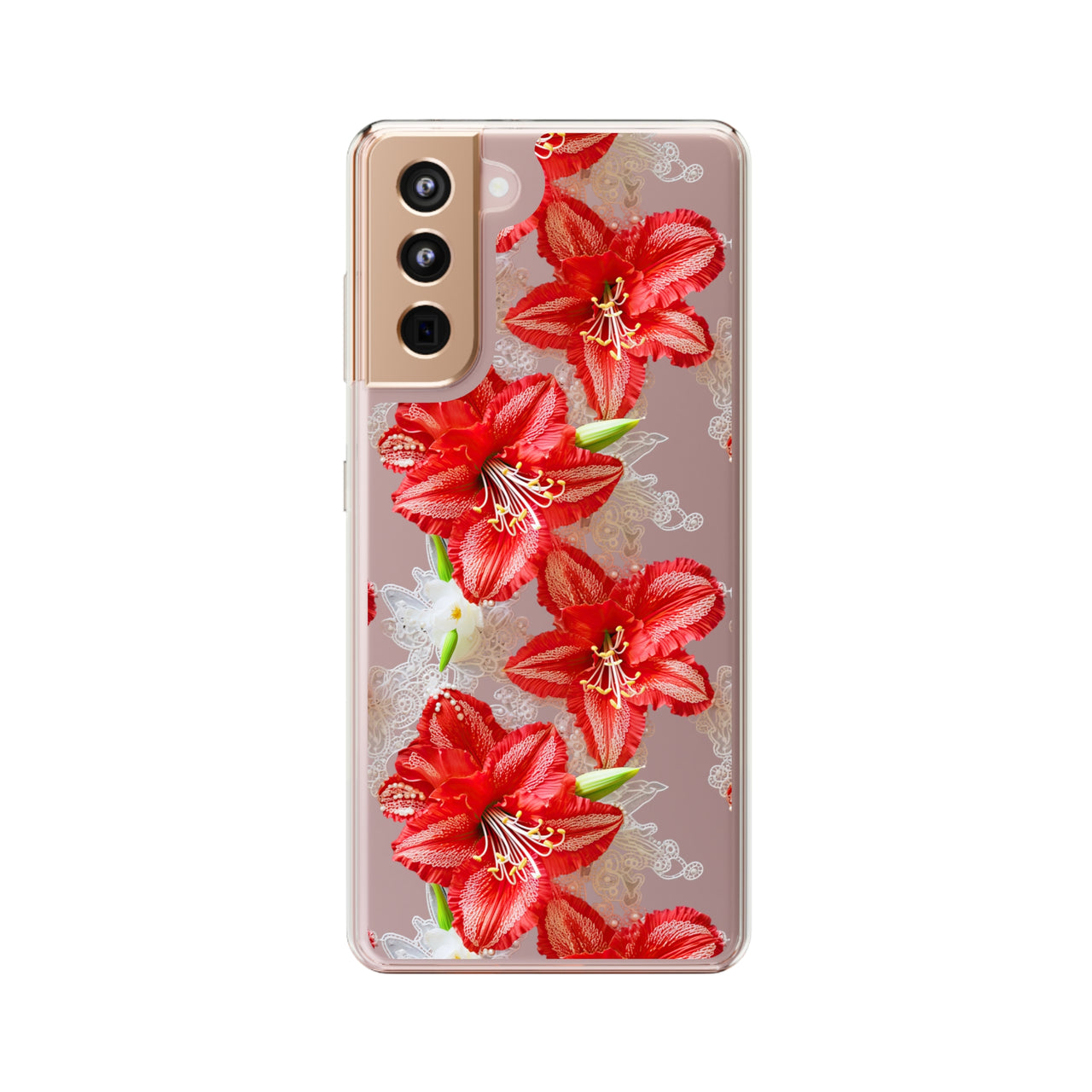 *Clear Case* Enchanting Amaryllis - Samsung Galaxy S21, Samsung Galaxy S21 Plus, Samsung Galaxy S21 Ultra - Supports Wireless Charging