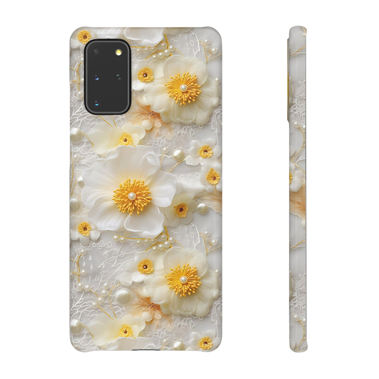 Yellow and White Floral - Snap Case for Samsung Galaxy S20, Samsung Galaxy S20+, Samsung Galaxy S20 Ultra, & Samsung Galaxy S20 FE