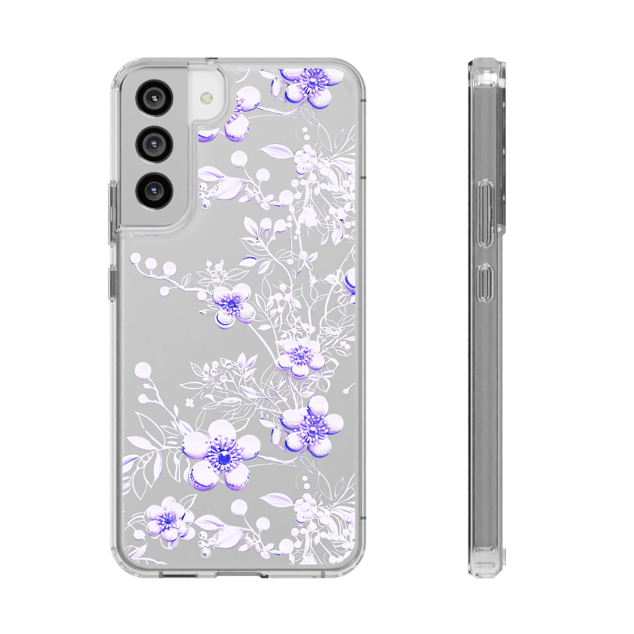 *Clear Case* Purple Petals - Samsung Galaxy S22, Samsung Galaxy S22 Plus, Samsung Galaxy S22 Ultra - Supports Wireless Charging