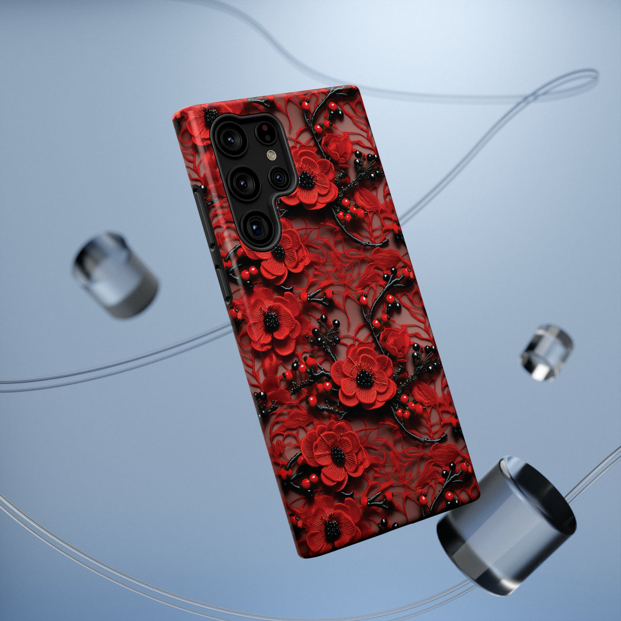 Scarlet Temptation Impact-Resistant Case for Samsung Galaxy S22, Samsung Galaxy S22 Plus, and Samsung Galaxy S22 Ultra. Supports Wireless Charging.