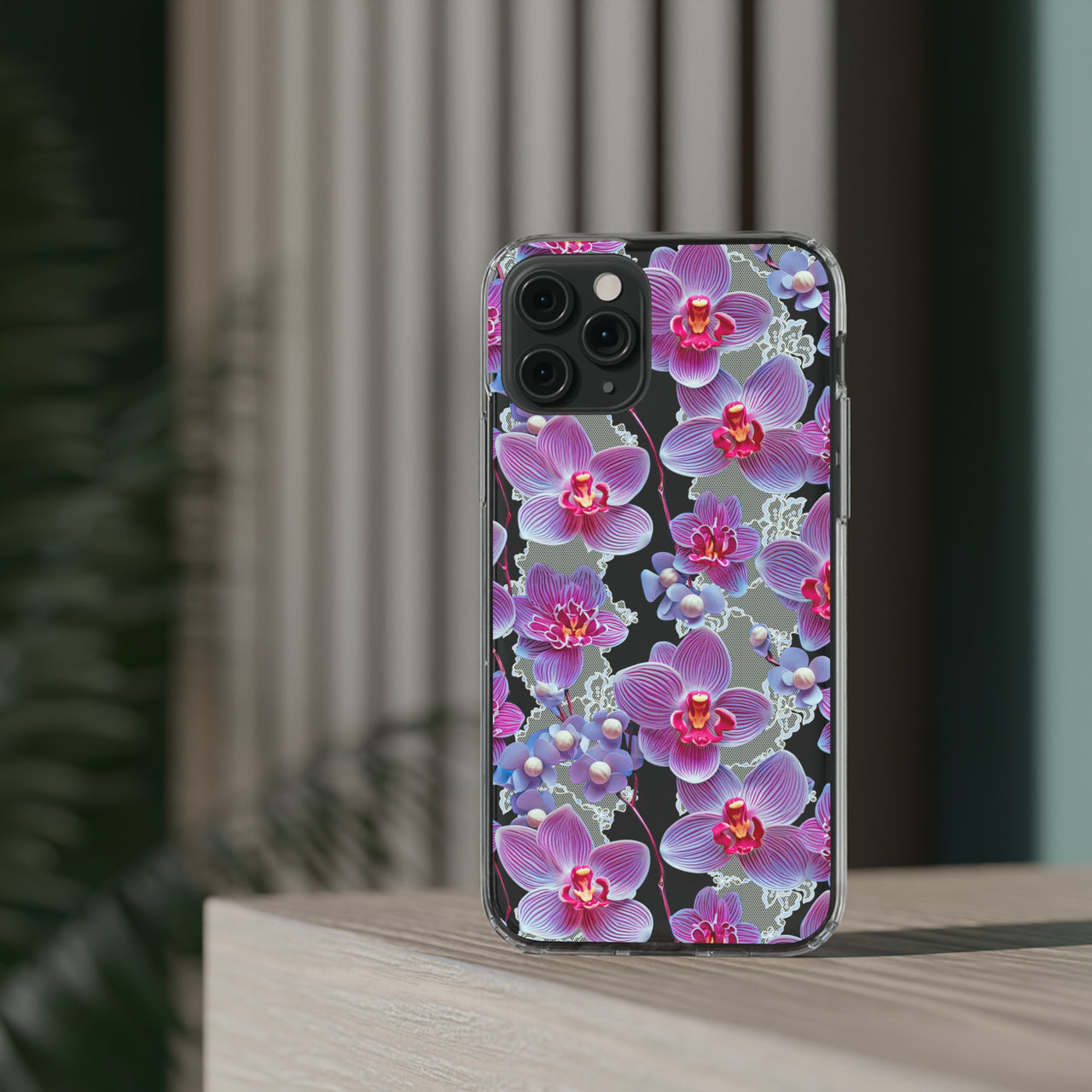 *Clear Case* Fuchsia Orchid - iPhone 11, iPhone 11 Pro, iPhone 11 Pro Max - Supports Wireless Charging