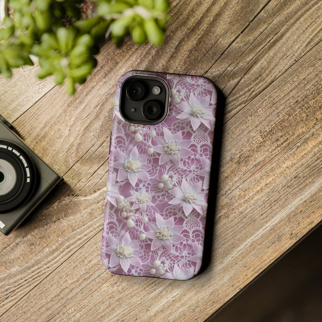 Pink Coquette Clematis - MagSafe Tough Case for iPhone 15, iPhone 15 Pro, iPhone 15 Plus, & iPhone 15 Pro Max