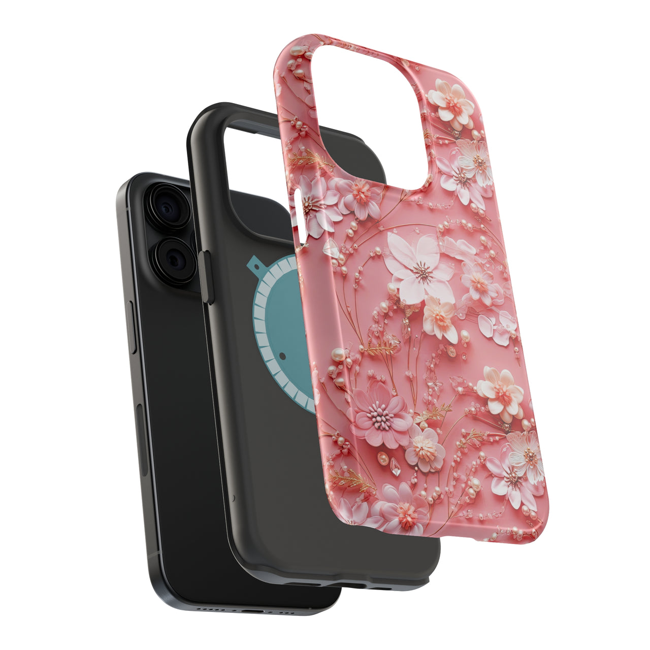 Floral Champagne Toast - MagSafe Tough Case for iPhone 15, iPhone 15 Pro, iPhone 15 Plus, & iPhone 15 Pro Max