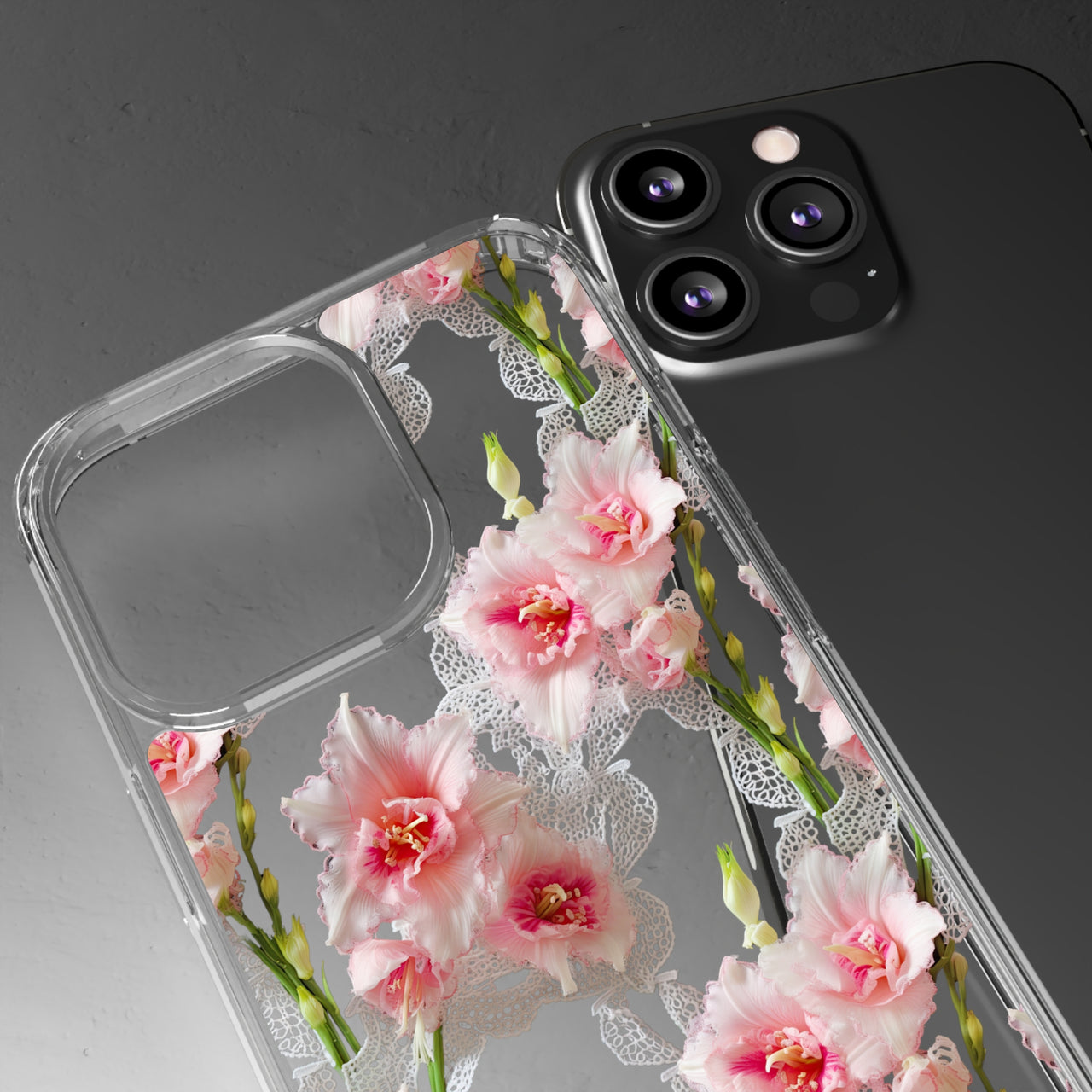 *Clear Case* Gladioli Garden - iPhone 13, iPhone 13 Mini, iPhone 13 Pro, iPhone 13 Pro Max - Supports Wireless Charging