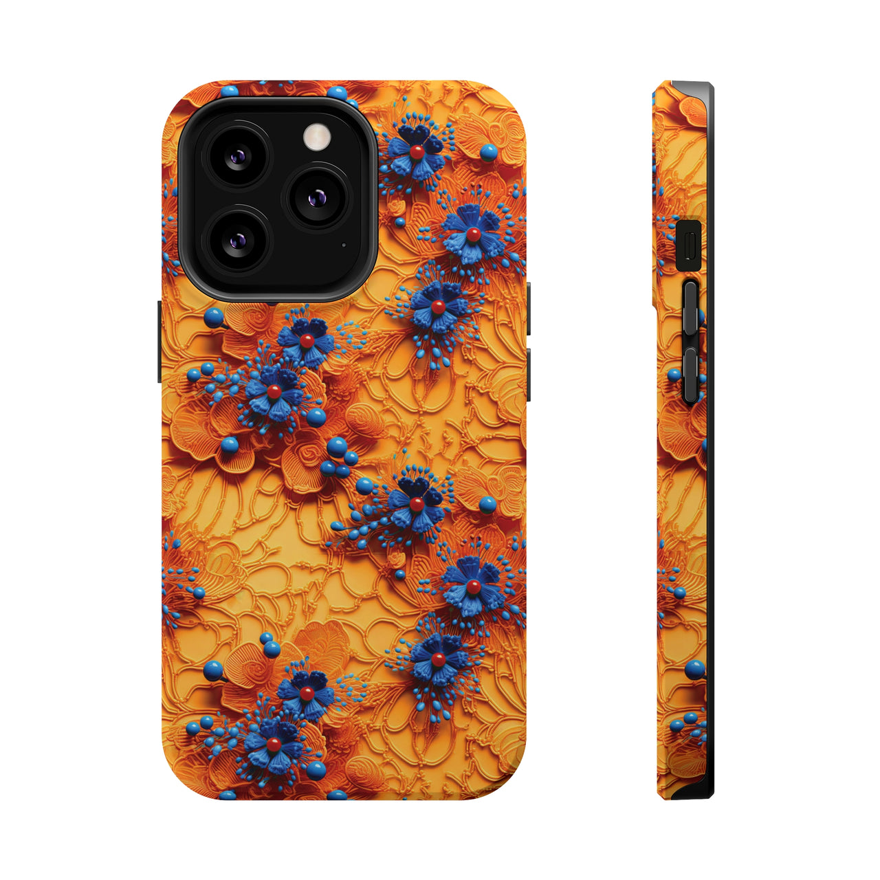 Royal Ryukyu Blossoms - MagSafe Tough Cases for iPhone 13, iPhone 13 Mini, iPhone 13 Pro, and iPhone 13 Pro Max.