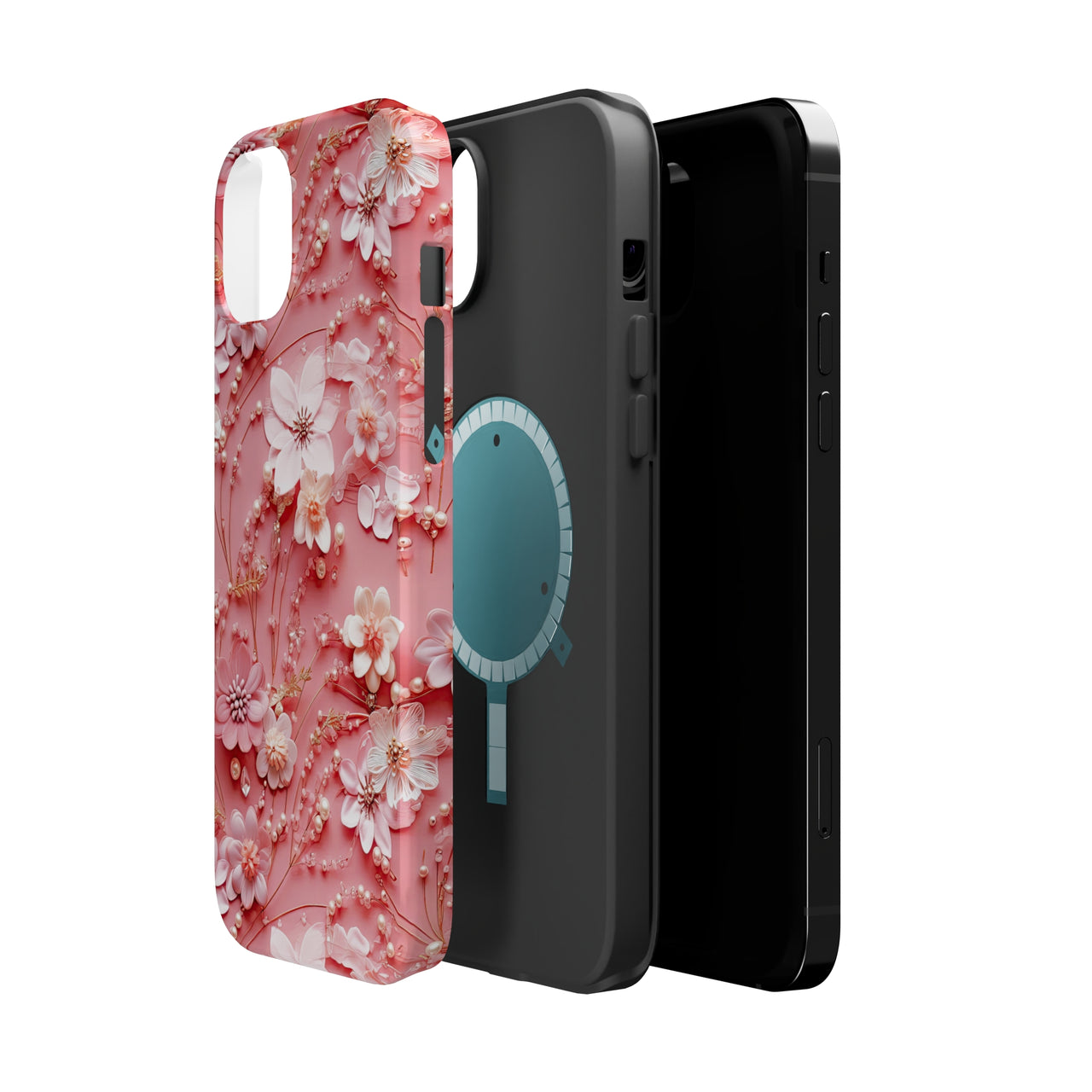 Floral Champagne Toast MagSafe Tough Cases for iPhone 14, iPhone 14 Pro, iPhone 14 Plus, and iPhone 14 Pro Max