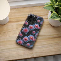 Thumbnail for *Clear Case* Pink and Blue Glass Flowers - iPhone 14, iPhone 14 Pro, iPhone 14 Plus, iPhone 14 Pro Max - Supports Wireless Charging