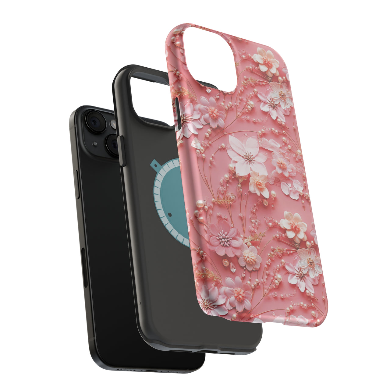 Floral Champagne Toast - MagSafe Tough Case for iPhone 15, iPhone 15 Pro, iPhone 15 Plus, & iPhone 15 Pro Max