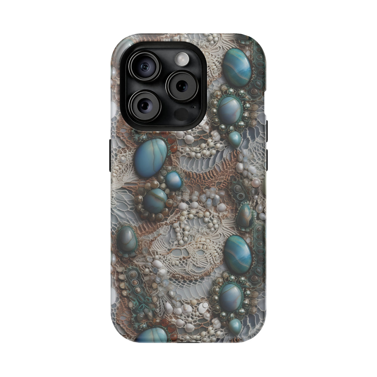 Boho Agate and Lace - MagSafe Tough Case for iPhone 15, iPhone 15 Pro, iPhone 15 Plus, & iPhone 15 Pro Max