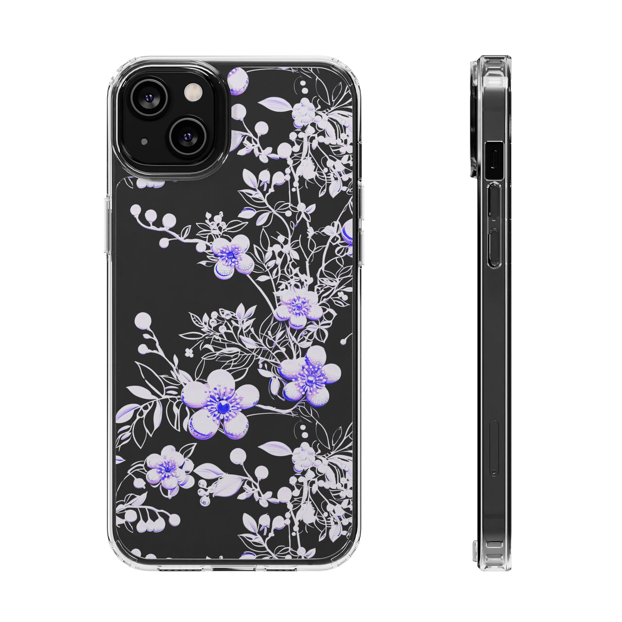 *Clear Case* Purple Petals - iPhone 14, iPhone 14 Pro, iPhone 14 Plus, iPhone 14 Pro Max - Supports Wireless Charging