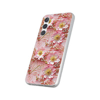 Thumbnail for Gold-Kissed Flowers on Pink Lace - Flexi Cases for Samsung Galaxy S23, Samsung Galaxy S23 Plus, & Samsung Galaxy S23 Ultra