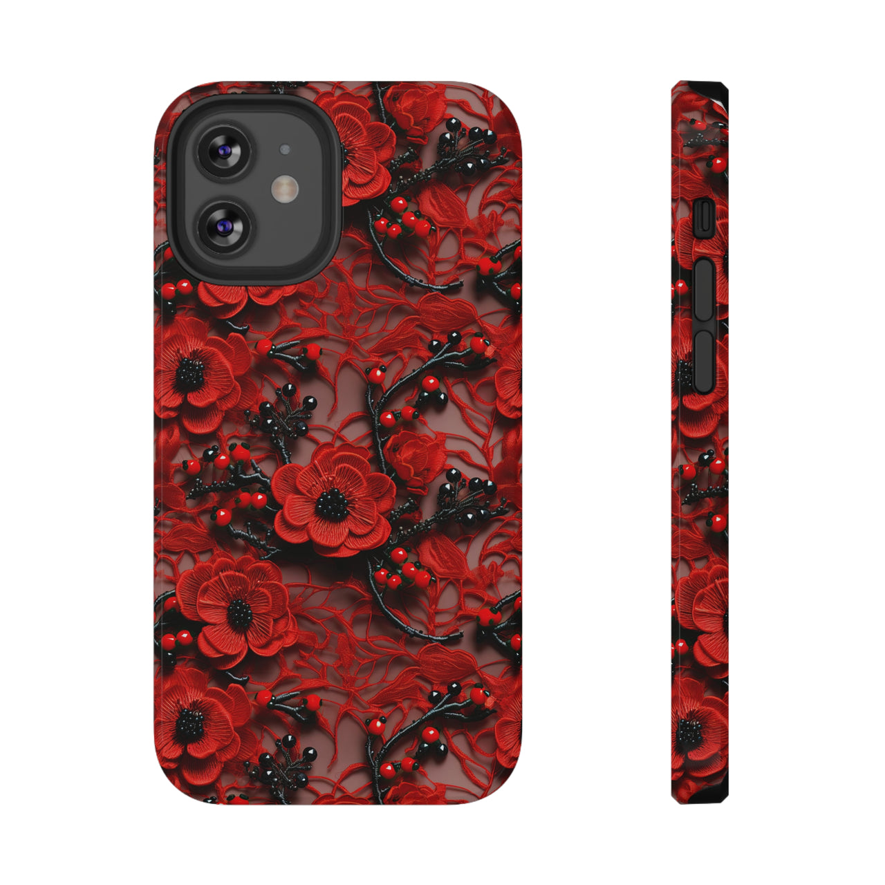 Scarlet Temptation Impact-Resistant Case for iPhone 12, iPhone 12 Mini, iPhone 12 Pro, and iPhone 12 Pro Max. Supports Wireless Charging.