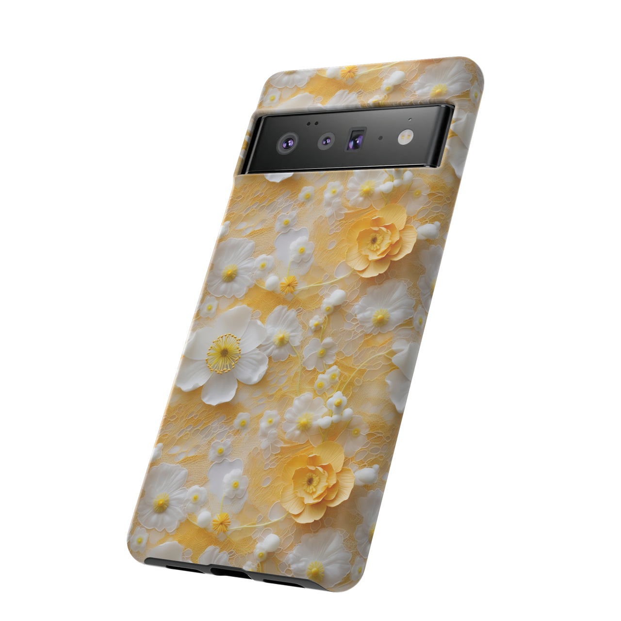 Yellow Floral Tough Cases for Google Pixel 6 and Google Pixel 6 Pro