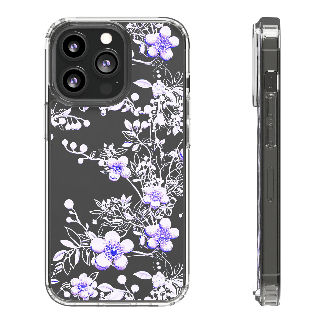 *Clear Case* Purple Petals - iPhone 13, iPhone 13 Mini, iPhone 13 Pro, iPhone 13 Pro Max - Supports Wireless Charging