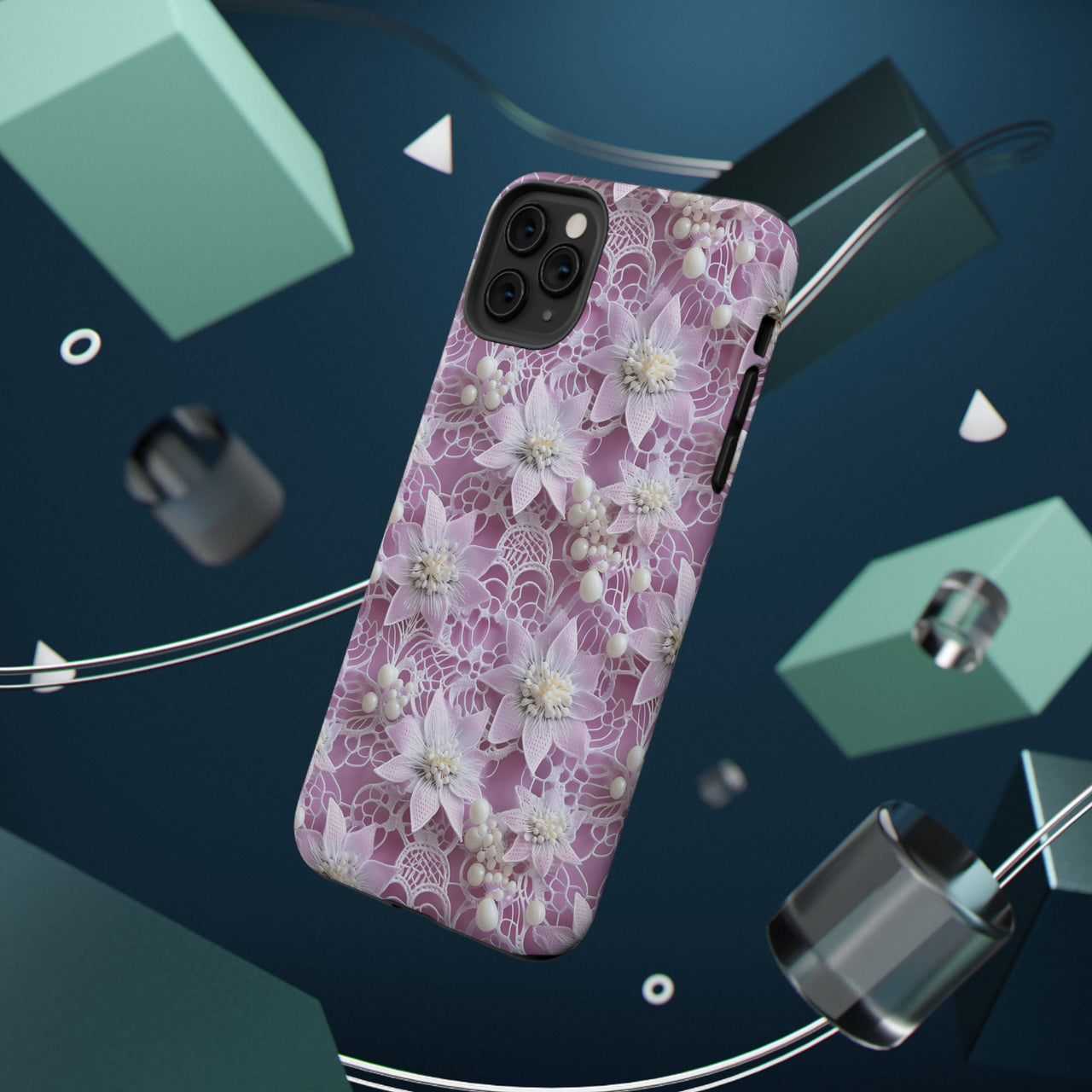 Coquette Clematis Impact-Resistant Cases for iPhone 11, iPhone 11 Pro, and iPhone 11 Pro Max. Supports Wireless Charging.