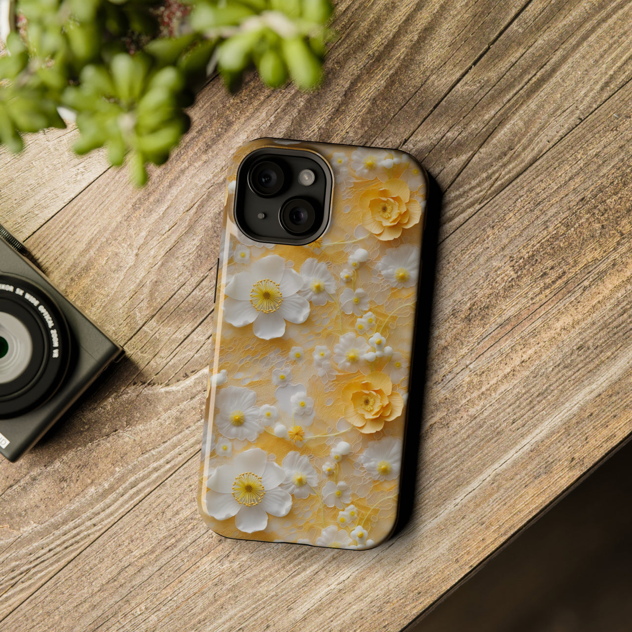 Yellow Floral - MagSafe Tough Case for iPhone 15, iPhone 15 Pro, iPhone 15 Plus, & iPhone 15 Pro Max