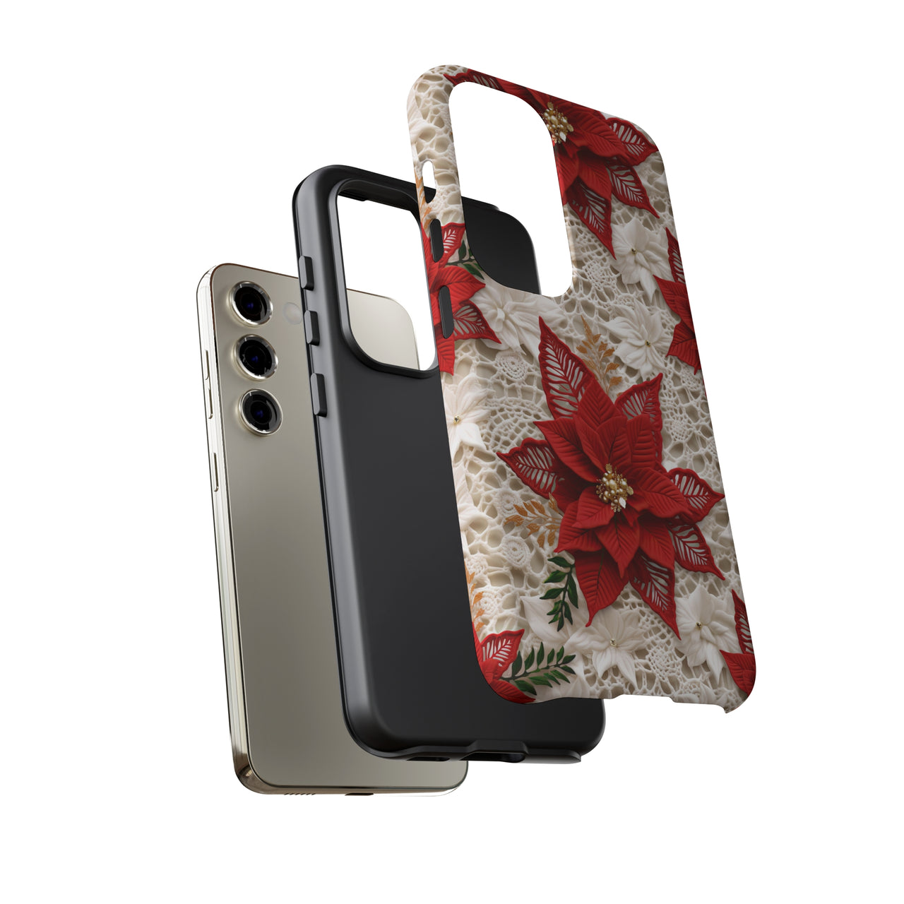 Christmas Poinsettia Tough Cases for Samsung Galaxy S23, Samsung Galaxy S23 Plus, and Samsung Galaxy S23 Ultra