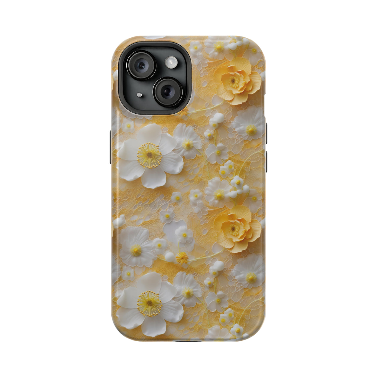 Yellow Floral - MagSafe Tough Case for iPhone 15, iPhone 15 Pro, iPhone 15 Plus, & iPhone 15 Pro Max