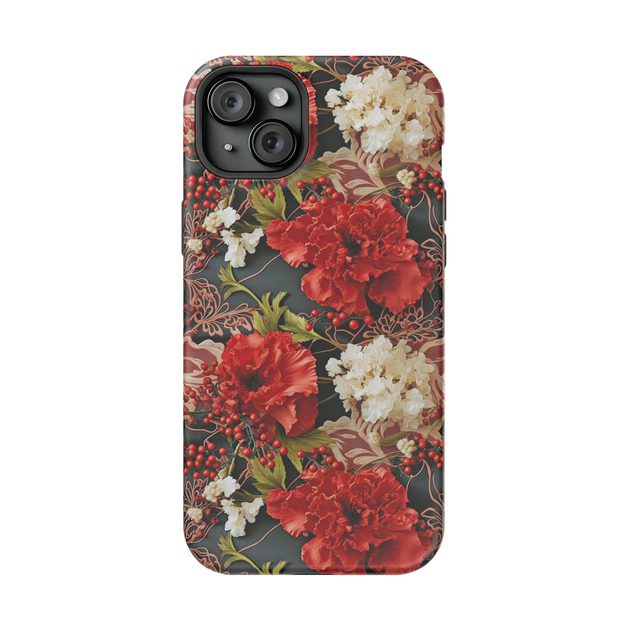 Carnation for January Birthday - MagSafe Tough Case for iPhone 15, iPhone 15 Pro, iPhone 15 Plus, & iPhone 15 Pro Max