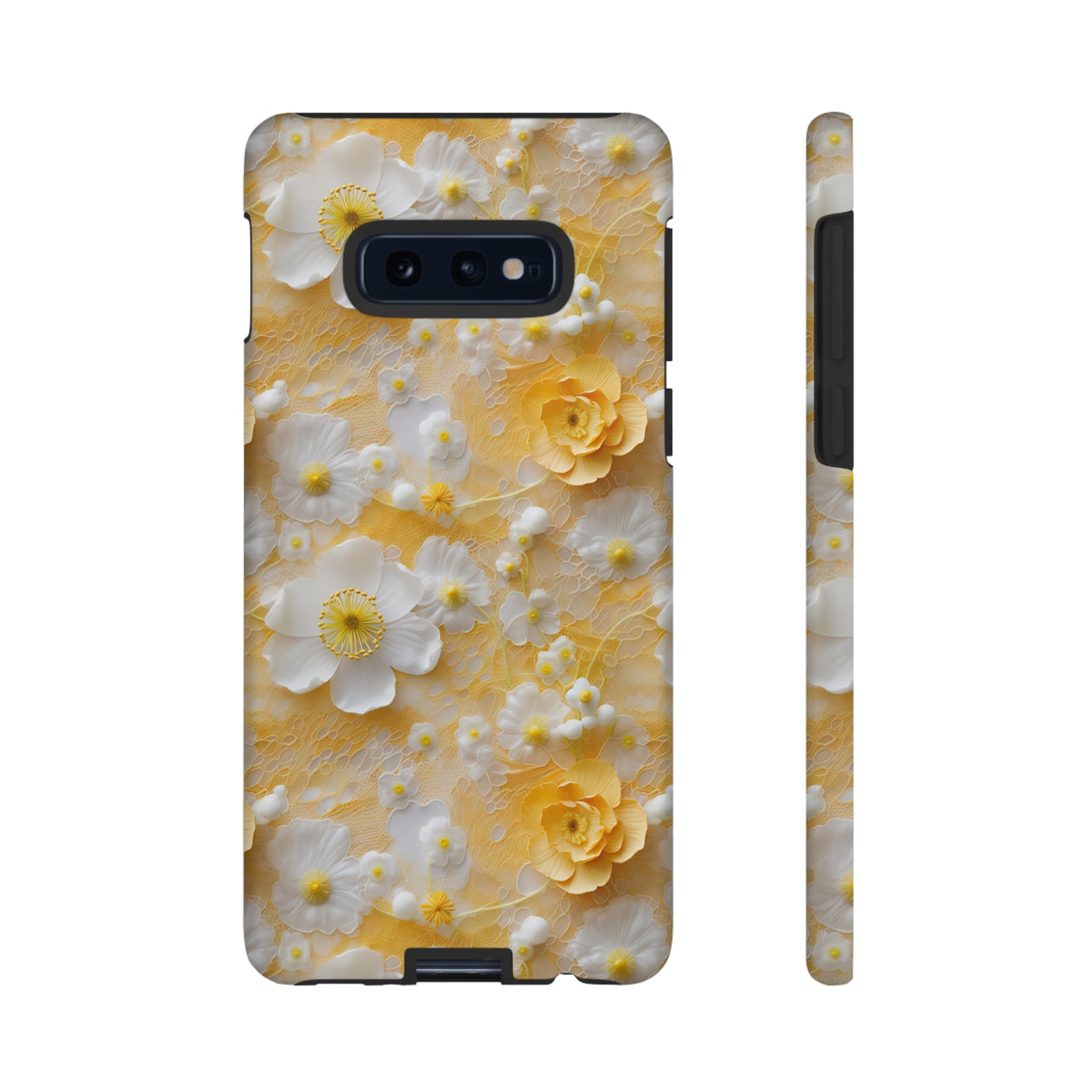 Yellow Floral Tough Cases for Samsung Galaxy S10, Samsung Galaxy S10E, and Samsung Galaxy S10 Plus