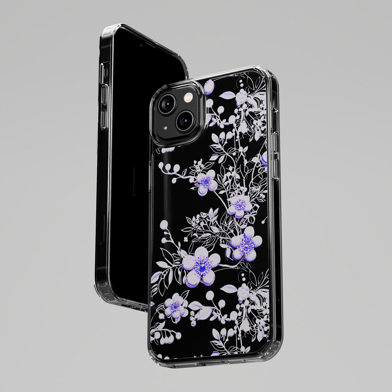 *Clear Case* Purple Petals - iPhone 14, iPhone 14 Pro, iPhone 14 Plus, iPhone 14 Pro Max - Supports Wireless Charging