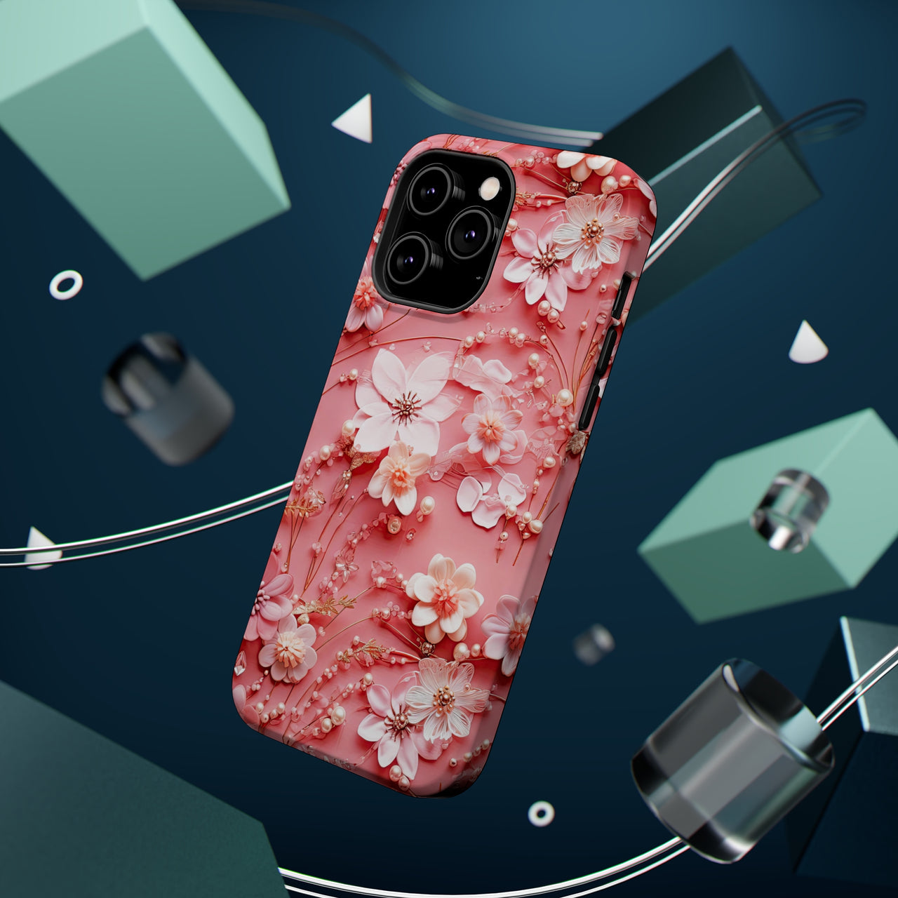 Floral Champagne Toast MagSafe Tough Cases for iPhone 14, iPhone 14 Pro, iPhone 14 Plus, and iPhone 14 Pro Max