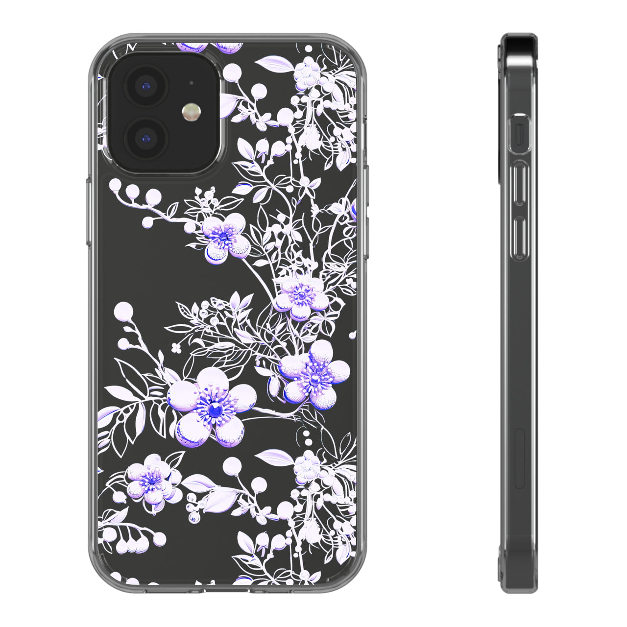 *Clear Case* Purple Petals - iPhone 12, iPhone 12 Mini, iPhone 12 Pro, iPhone 12 Pro Max - Supports Wireless Charging