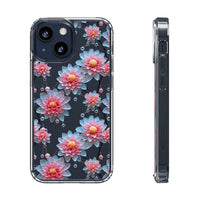 Thumbnail for *Clear Case* Pink and Blue Glass Flowers - iPhone 13, iPhone 13 Mini, iPhone 13 Pro, iPhone 13 Pro Max - Supports Wireless Charging