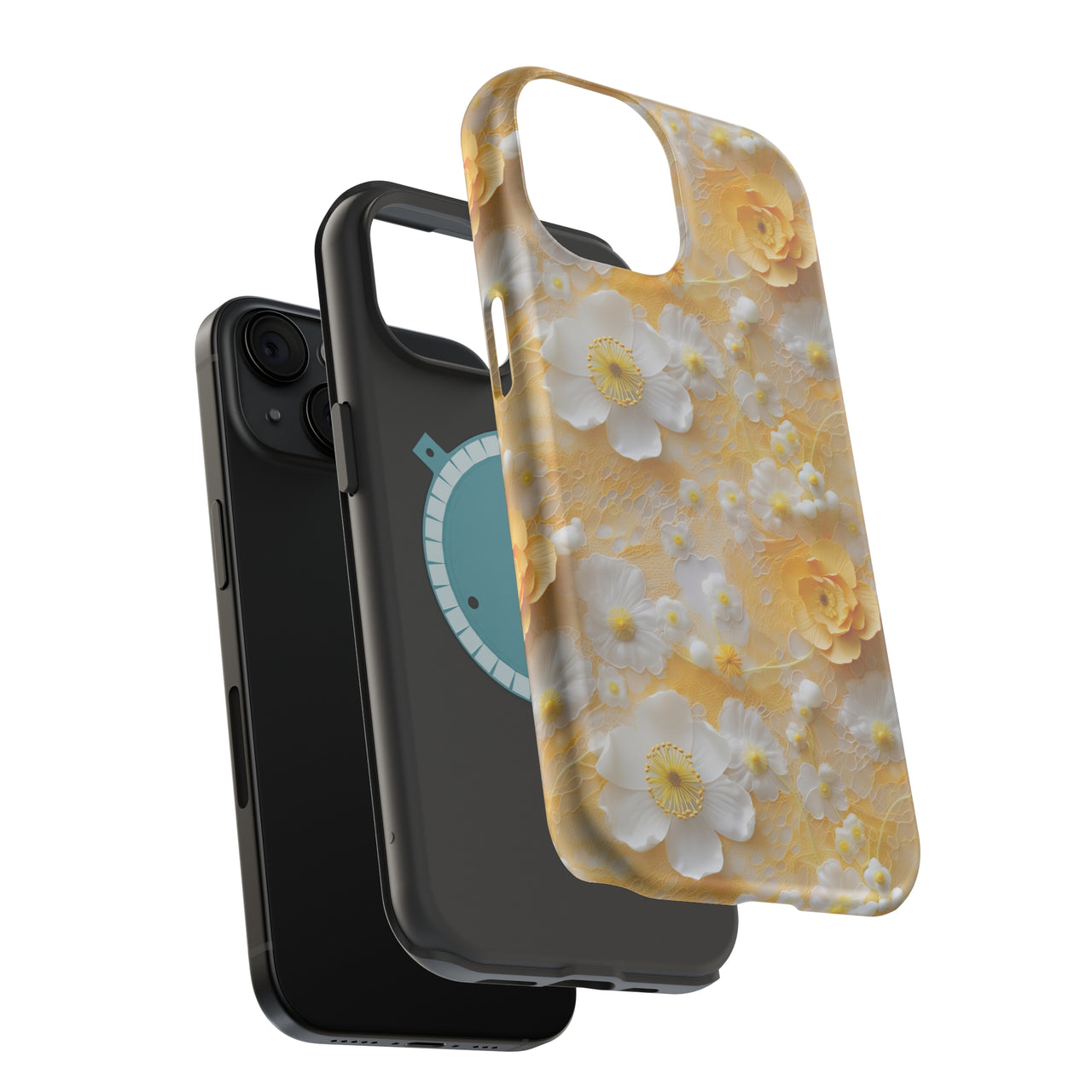 Yellow Floral - MagSafe Tough Case for iPhone 15, iPhone 15 Pro, iPhone 15 Plus, & iPhone 15 Pro Max